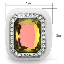 Cargar imagen en el visor de la galería, VL111 - High polished (no plating) Stainless Steel Ring with Synthetic Synthetic Stone in Aquamarine AB