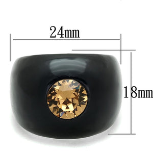VL115 -  Resin Ring with Top Grade Crystal  in Light Smoked