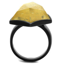 Load image into Gallery viewer, VL117 - IP Black(Ion Plating) Stainless Steel Ring with Synthetic Synthetic Stone in Citrine Yellow