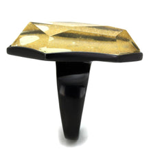 Cargar imagen en el visor de la galería, VL117 - IP Black(Ion Plating) Stainless Steel Ring with Synthetic Synthetic Stone in Citrine Yellow