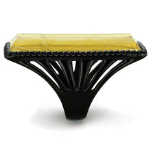 Cargar imagen en el visor de la galería, VL118 - IP Black(Ion Plating) Stainless Steel Ring with Synthetic Synthetic Stone in Citrine Yellow