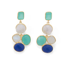 Load image into Gallery viewer, 14 Karat Gold Plated Brass Multi Stone Fashion Earrings