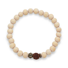 Load image into Gallery viewer, White Wood Bead Stretch Fashion Bracelet