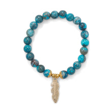 Load image into Gallery viewer, Dyed Agate Stretch Bracelet with Feather Charm