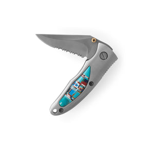 Stainless Steel Pocket Knife with Multi-Color Imitation Stone