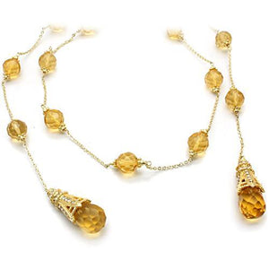 LO1717 - Gold White Metal Necklace with Synthetic Acrylic in Topaz