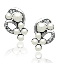 Load image into Gallery viewer, LO1970 - Rhodium White Metal Earrings with Synthetic Pearl in White