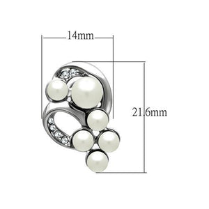 LO1970 - Rhodium White Metal Earrings with Synthetic Pearl in White