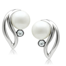 Load image into Gallery viewer, LO1977 - Rhodium White Metal Earrings with Synthetic Pearl in White