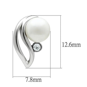 LO1977 - Rhodium White Metal Earrings with Synthetic Pearl in White
