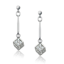Load image into Gallery viewer, LO1981 - Rhodium White Metal Earrings with Top Grade Crystal  in Clear