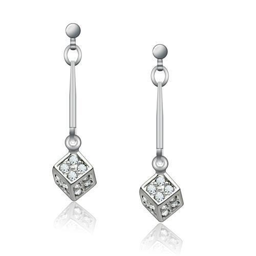LO1981 - Rhodium White Metal Earrings with Top Grade Crystal  in Clear