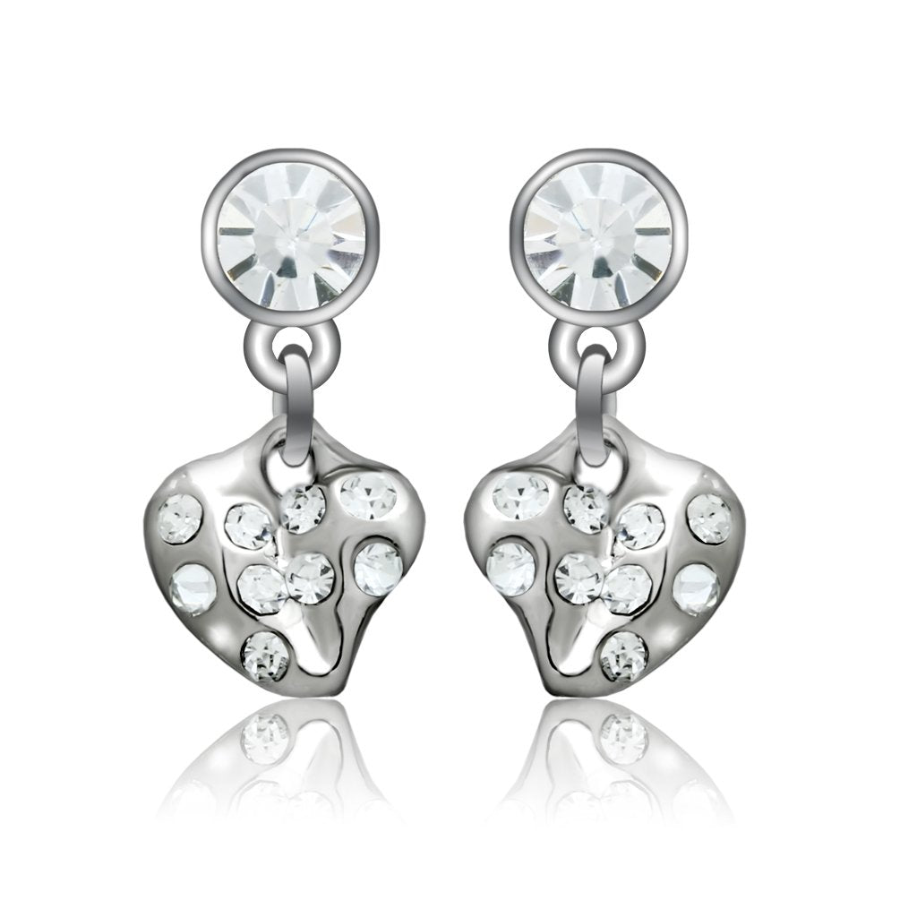 LO1982 - Rhodium White Metal Earrings with Top Grade Crystal  in Clear