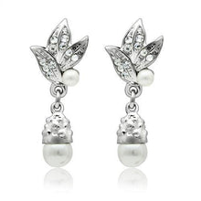 Load image into Gallery viewer, LO1992 - Rhodium White Metal Earrings with Synthetic Pearl in White