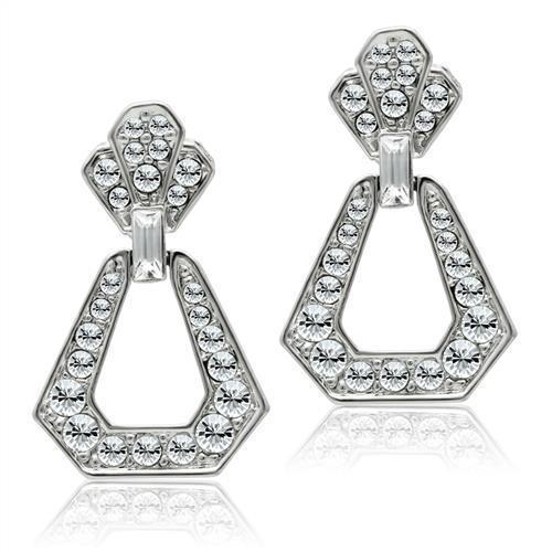 LO1995 - Rhodium White Metal Earrings with Top Grade Crystal  in Clear