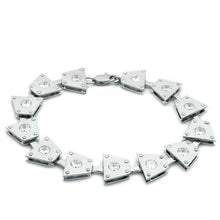 Load image into Gallery viewer, LO2003 - Matte Rhodium &amp; Rhodium Brass Bracelet with AAA Grade CZ  in Clear