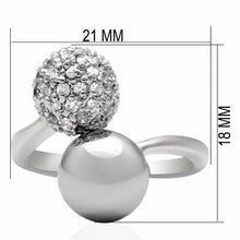 Load image into Gallery viewer, LO2059 - Rhodium Brass Ring with AAA Grade CZ  in Clear