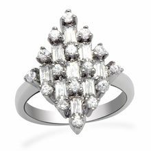 Load image into Gallery viewer, LO2061 - Rhodium Brass Ring with AAA Grade CZ  in Clear