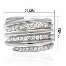 Load image into Gallery viewer, LO2075 - Rhodium Brass Ring with AAA Grade CZ  in Clear