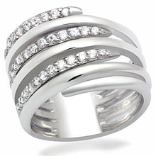 Load image into Gallery viewer, LO2075 - Rhodium Brass Ring with AAA Grade CZ  in Clear