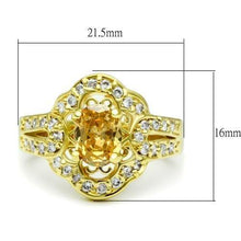 Load image into Gallery viewer, LO2100 - Gold Brass Ring with AAA Grade CZ  in Champagne