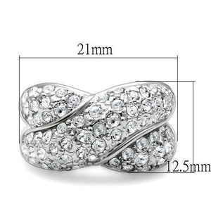 LO2101 - Rhodium Brass Ring with Top Grade Crystal  in Clear