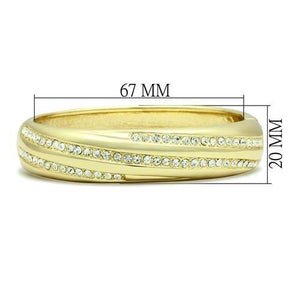 LO2150 - Flash Gold White Metal Bangle with Top Grade Crystal  in Clear