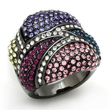 Load image into Gallery viewer, LO2174 - TIN Cobalt Black Brass Ring with Top Grade Crystal  in Multi Color