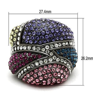 LO2174 - TIN Cobalt Black Brass Ring with Top Grade Crystal  in Multi Color