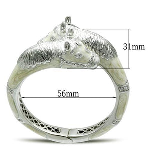 LO2266 - Rhodium Brass Bangle with AAA Grade CZ  in Clear