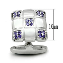Load image into Gallery viewer, LO2296 - Rhodium Brass Cufflink with AAA Grade CZ  in Amethyst