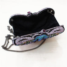 Load image into Gallery viewer, LO2367 - Ruthenium White Metal Clutch with Top Grade Crystal  in Multi Color