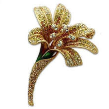 Load image into Gallery viewer, LO2390 - Gold White Metal Brooches with Top Grade Crystal  in Multi Color