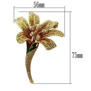 LO2390 - Gold White Metal Brooches with Top Grade Crystal  in Multi Color