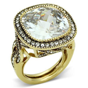 LO2436 - Gold Brass Ring with AAA Grade CZ  in Clear