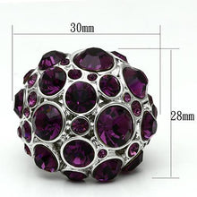 Load image into Gallery viewer, LO2462 - Rhodium Brass Ring with Top Grade Crystal  in Amethyst