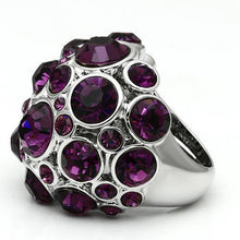 Load image into Gallery viewer, LO2462 - Rhodium Brass Ring with Top Grade Crystal  in Amethyst
