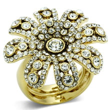 Cargar imagen en el visor de la galería, LO2465 - Gold Brass Ring with Top Grade Crystal  in Clear