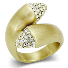 Load image into Gallery viewer, LO2466 - Gold &amp; Brush Brass Ring with Top Grade Crystal  in Clear