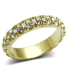 Cargar imagen en el visor de la galería, LO2480 - Gold Brass Ring with Top Grade Crystal  in Clear