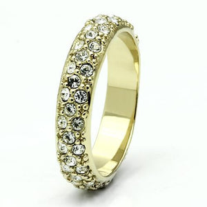 LO2480 - Gold Brass Ring with Top Grade Crystal  in Clear