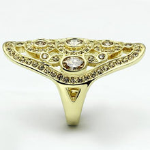 Cargar imagen en el visor de la galería, LO2496 - Gold Brass Ring with AAA Grade CZ  in Champagne