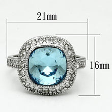 Load image into Gallery viewer, LO2506 - Rhodium Brass Ring with Top Grade Crystal  in Sea Blue