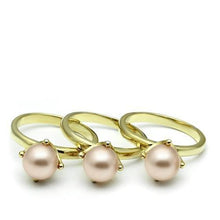 Cargar imagen en el visor de la galería, LO2508 - Gold Brass Ring with Synthetic Pearl in Light Rose