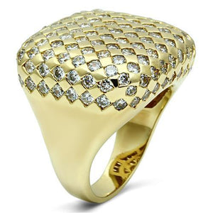 LO2516 - Gold Brass Ring with AAA Grade CZ  in Clear