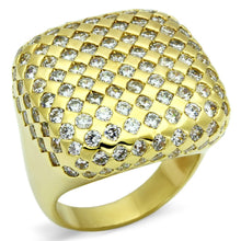 Cargar imagen en el visor de la galería, LO2516 - Gold Brass Ring with AAA Grade CZ  in Clear