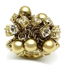 Cargar imagen en el visor de la galería, LO2520 - Gold Brass Ring with Top Grade Crystal  in Clear