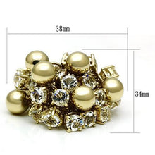 Cargar imagen en el visor de la galería, LO2520 - Gold Brass Ring with Top Grade Crystal  in Clear