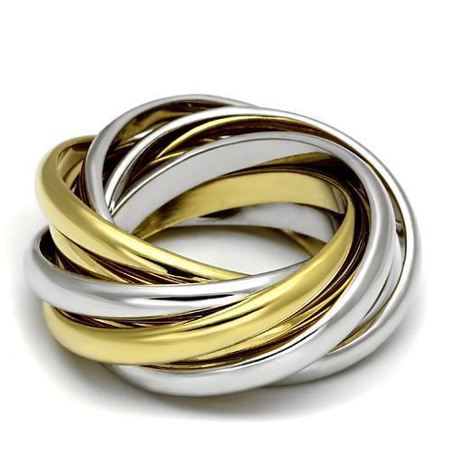LO2527 - Gold+Rhodium Brass Ring with No Stone