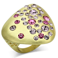 Cargar imagen en el visor de la galería, LO2534 - Gold &amp; Brush Brass Ring with Top Grade Crystal  in Multi Color